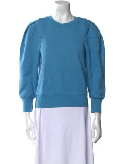 Pre-owned Frame Crew Neck Three-quarter Sleeve Sweatshirt In Blue