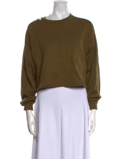 Pre-owned Frame Crew Neck Three-quarter Sleeve Sweatshirt In Green