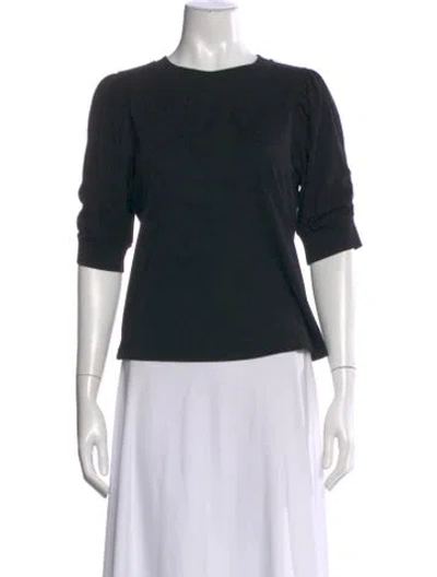 Pre-owned Frame Crew Neck Three-quarter Sleeve Top In Black