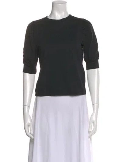Pre-owned Frame Crew Neck Three-quarter Sleeve Top In Black