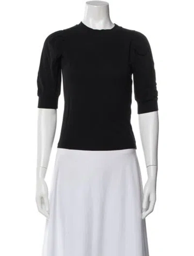 Pre-owned Frame Crew Neck Three-quarter Sleeve Top In Black