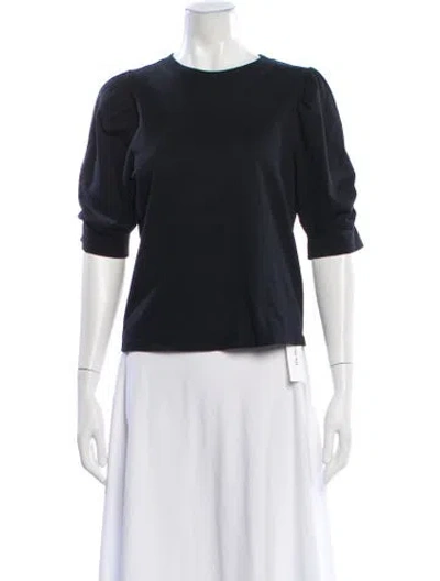 Pre-owned Frame Crew Neck Three-quarter Sleeve Top In Black
