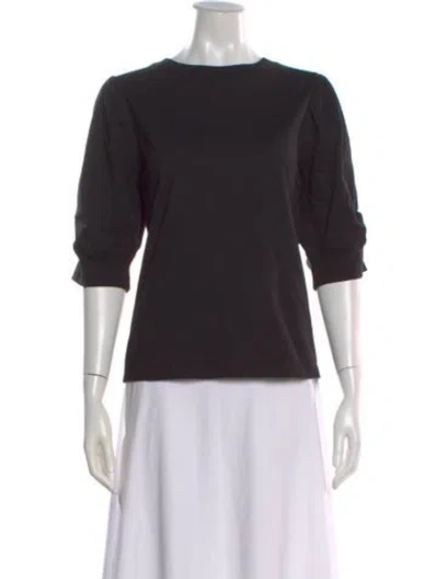 Pre-owned Frame Crew Neck Three-quarter Sleeve Top In Black