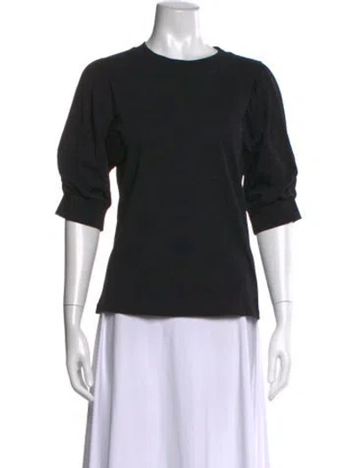 Pre-owned Frame Crew Neck Three-quarter Sleeve Top In Black