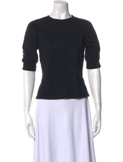 Pre-owned Frame Crew Neck Three-quarter Sleeve Top In Black