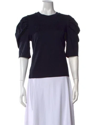 Pre-owned Frame Crew Neck Three-quarter Sleeve Top In Black
