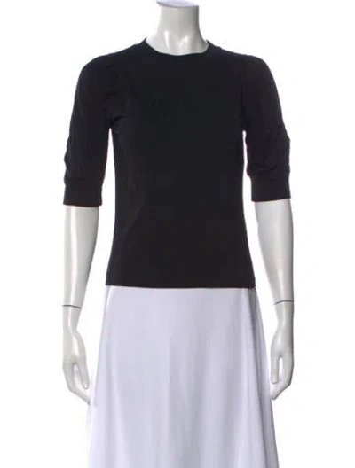 Pre-owned Frame Crew Neck Three-quarter Sleeve Top In Black