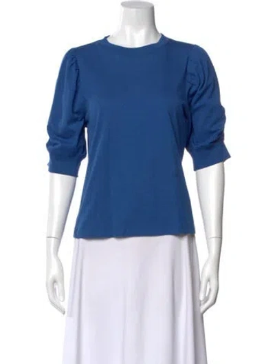 Pre-owned Frame Crew Neck Three-quarter Sleeve Top In Blue