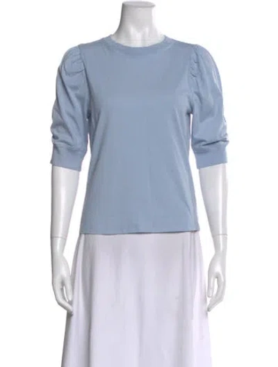 Pre-owned Frame Crew Neck Three-quarter Sleeve Top In Blue