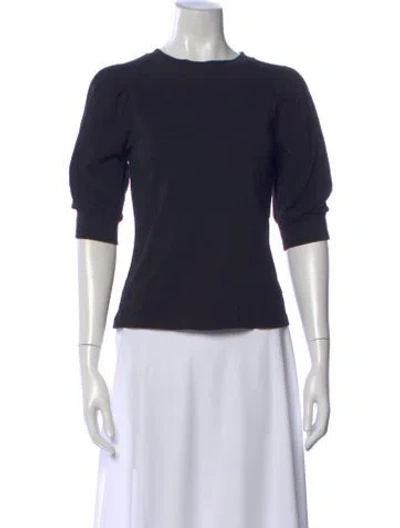 Pre-owned Frame Crew Neck Three-quarter Sleeve Top In Blue