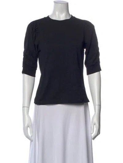 Pre-owned Frame Crew Neck Three-quarter Sleeve Top In Blue