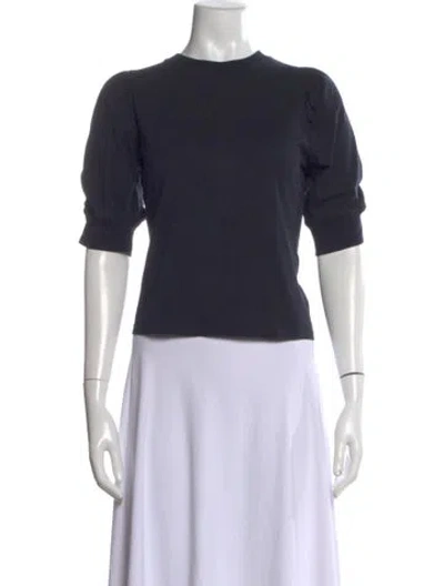 Pre-owned Frame Crew Neck Three-quarter Sleeve Top In Blue