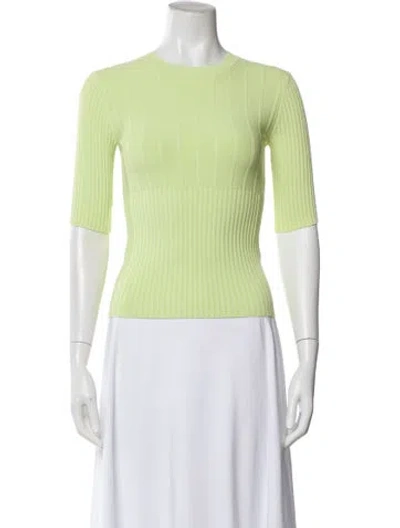 Pre-owned Frame Crew Neck Three-quarter Sleeve Top In Green