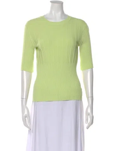 Pre-owned Frame Crew Neck Three-quarter Sleeve Top In Green