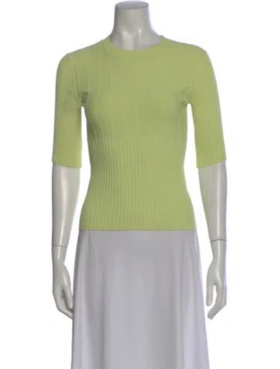 Pre-owned Frame Crew Neck Three-quarter Sleeve Top In Green