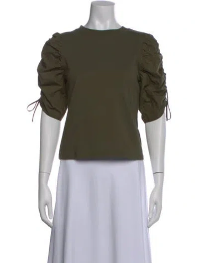 Pre-owned Frame Crew Neck Three-quarter Sleeve Top In Green