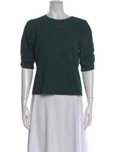 Pre-owned Frame Crew Neck Three-quarter Sleeve Top In Green