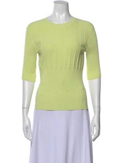 Pre-owned Frame Crew Neck Three-quarter Sleeve Top In Green