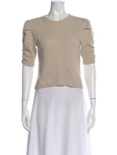 Pre-owned Frame Crew Neck Three-quarter Sleeve Top In Neutral