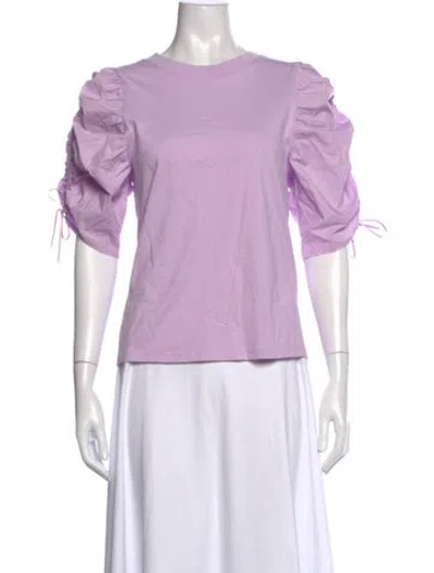 Pre-owned Frame Crew Neck Three-quarter Sleeve Top In Purple