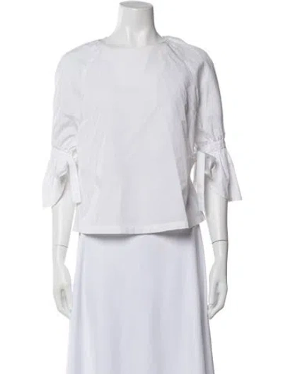 Pre-owned Frame Crew Neck Three-quarter Sleeve Top In White