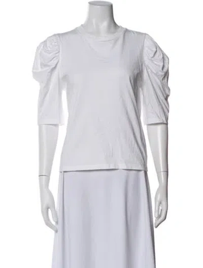 Pre-owned Frame Crew Neck Three-quarter Sleeve Top In White