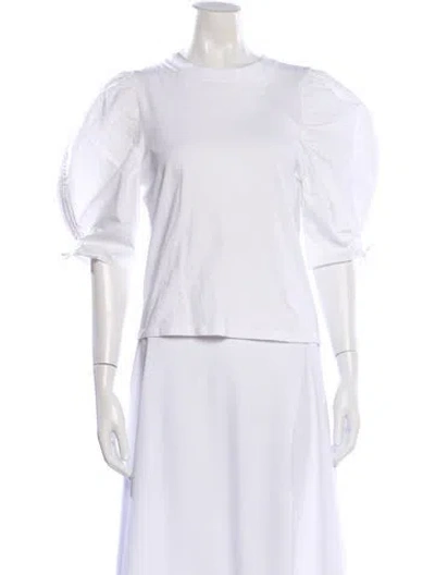 Pre-owned Frame Crew Neck Three-quarter Sleeve Top In White