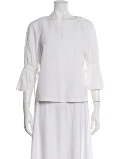 Pre-owned Frame Crew Neck Three-quarter Sleeve Top In White