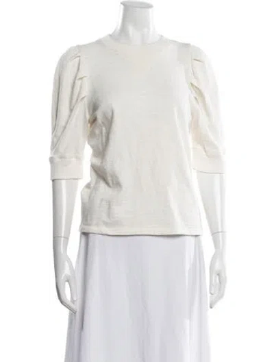 Pre-owned Frame Crew Neck Three-quarter Sleeve Top In White