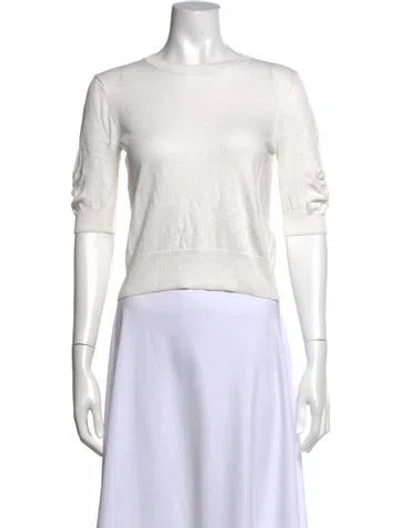 Pre-owned Frame Crew Neck Three-quarter Sleeve Top In White