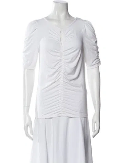 Pre-owned Frame Crew Neck Three-quarter Sleeve Top In White