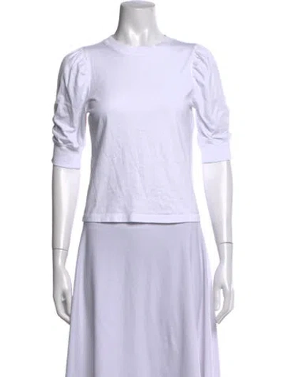 Pre-owned Frame Crew Neck Three-quarter Sleeve Top In White