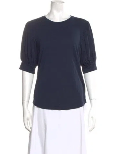 Pre-owned Frame Crew Neck Three-quarter Sleeve T-shirt In Blue