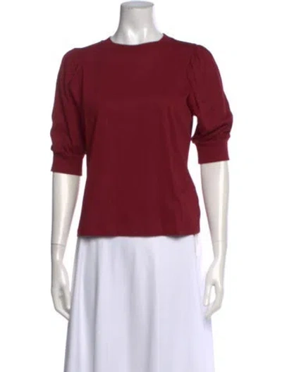 Pre-owned Frame Crew Neck Three-quarter Sleeve T-shirt In Burgundy