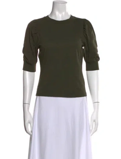 Pre-owned Frame Crew Neck Three-quarter Sleeve T-shirt In Green