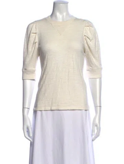Pre-owned Frame Crew Neck Three-quarter Sleeve T-shirt In Neutrals