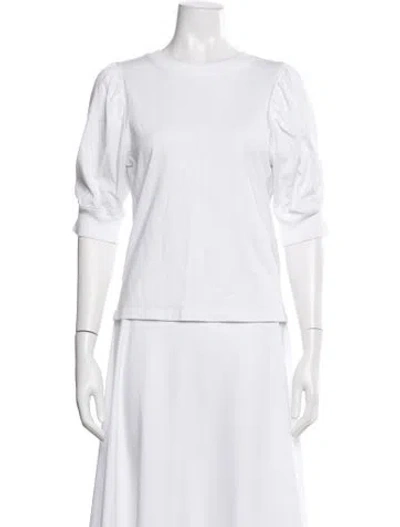 Pre-owned Frame Crew Neck Three-quarter Sleeve T-shirt In White