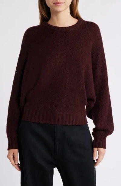 Frame Crewneck Dolman Sleeve Wool Blend Sweater In Burgundy