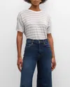 Frame Crewneck Linen Tee In Cream Multi