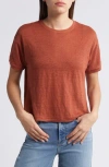Frame Crewneck Linen Tee In Deep Rust