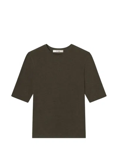 Frame The Heather Ribbed Stretch-modal T-shirt In Green