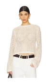 Frame The Crochet Crewneck Sweater In Cream