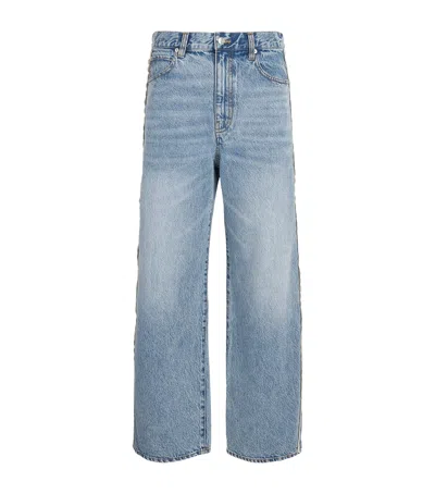 Frame Crochet Bow Crop Wide-leg Jeans In Blue