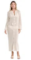 Frame Open Knit Long Sleeve Maxi Sweater Dress In Cream