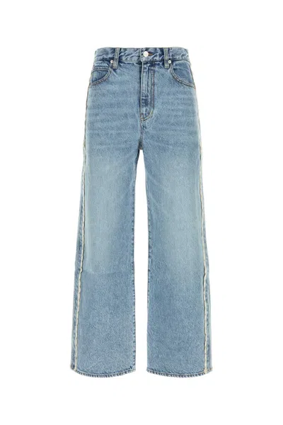 Frame Crochet Detail Denim Jeans In Blue