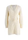 Frame Tasseled Crocheted Cotton Mini Dress In Cream