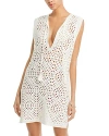 Frame Crochet Tassel Popover Mini Dress In Cream
