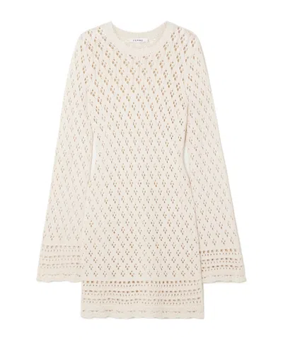 Frame Crochet Organic Cotton-silk Shift Dress In Neutral