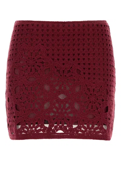 Frame Crochet Postcard Mini Skirt In Burgundy