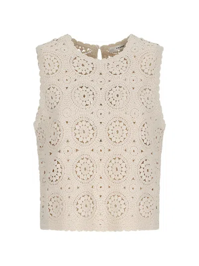 Frame Crochet Tank In Neutral